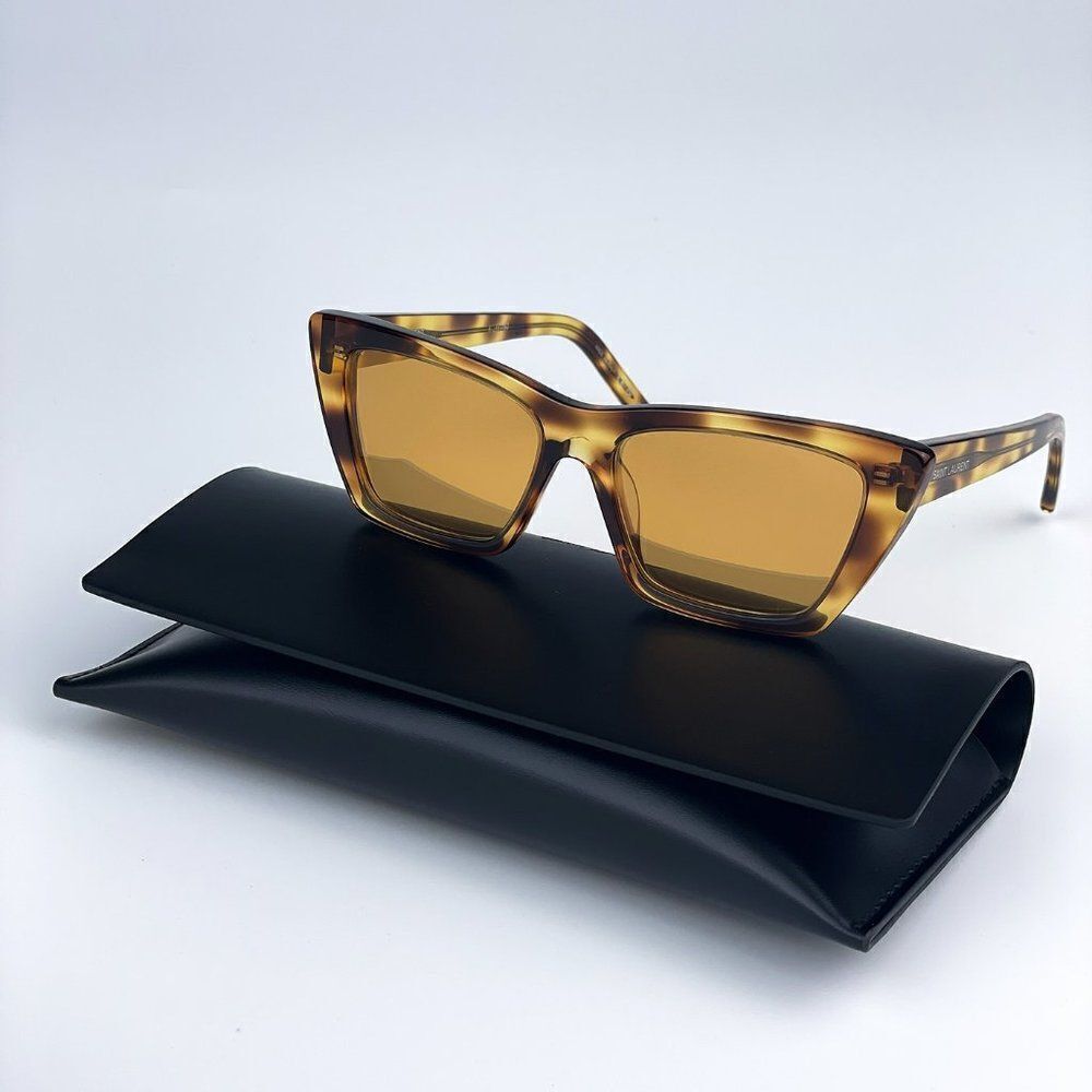 NEW Saint Laurent SL276 MICA 022 Havana Yellow Cat Eye Women Sunglasses